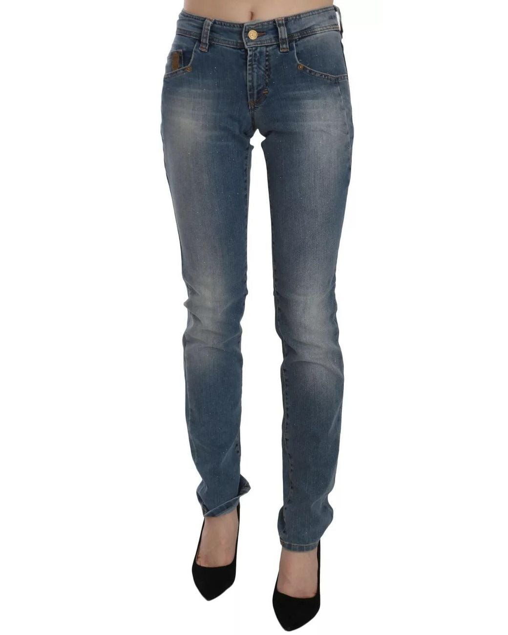 John Galliano Blue Washed Mid Waist Skinny Casual Denim Pants