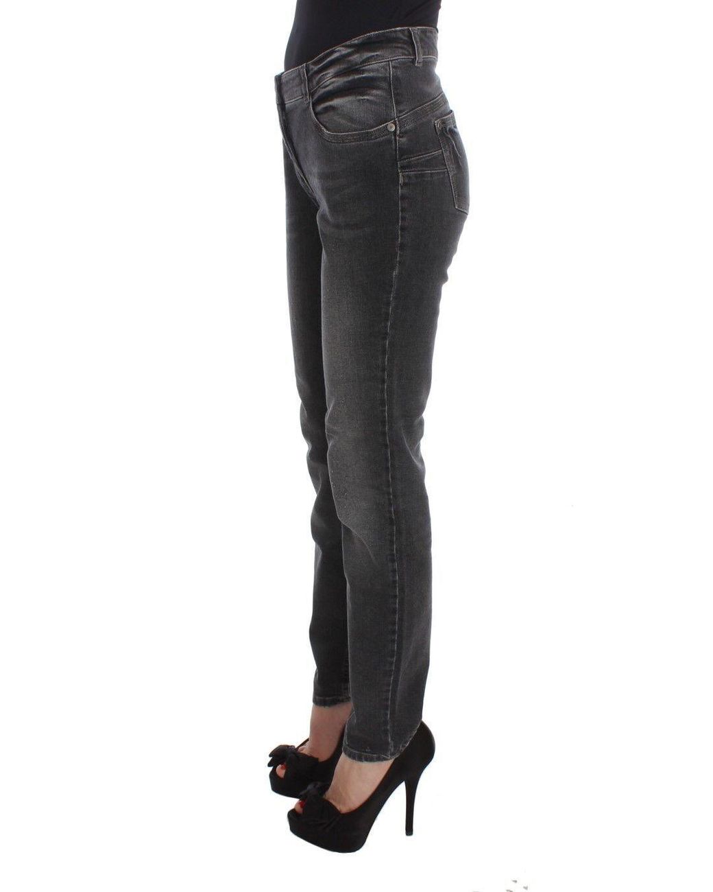 Ermanno Scervino Multicolor Cotton Blend Stretch Jean Gray Sig30287