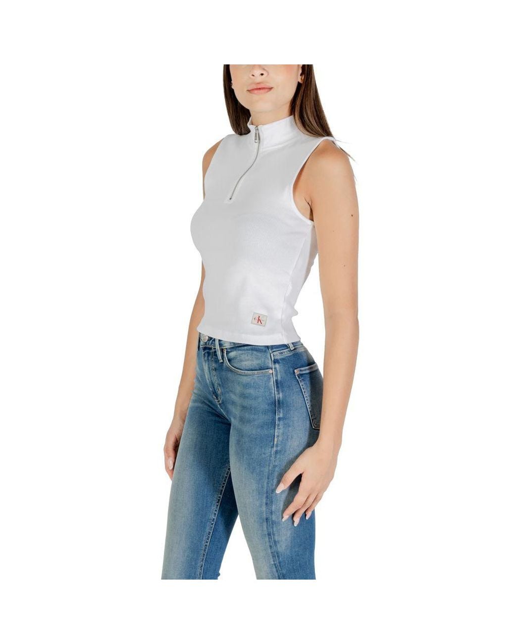 Calvin Klein Blue White Cotton Top