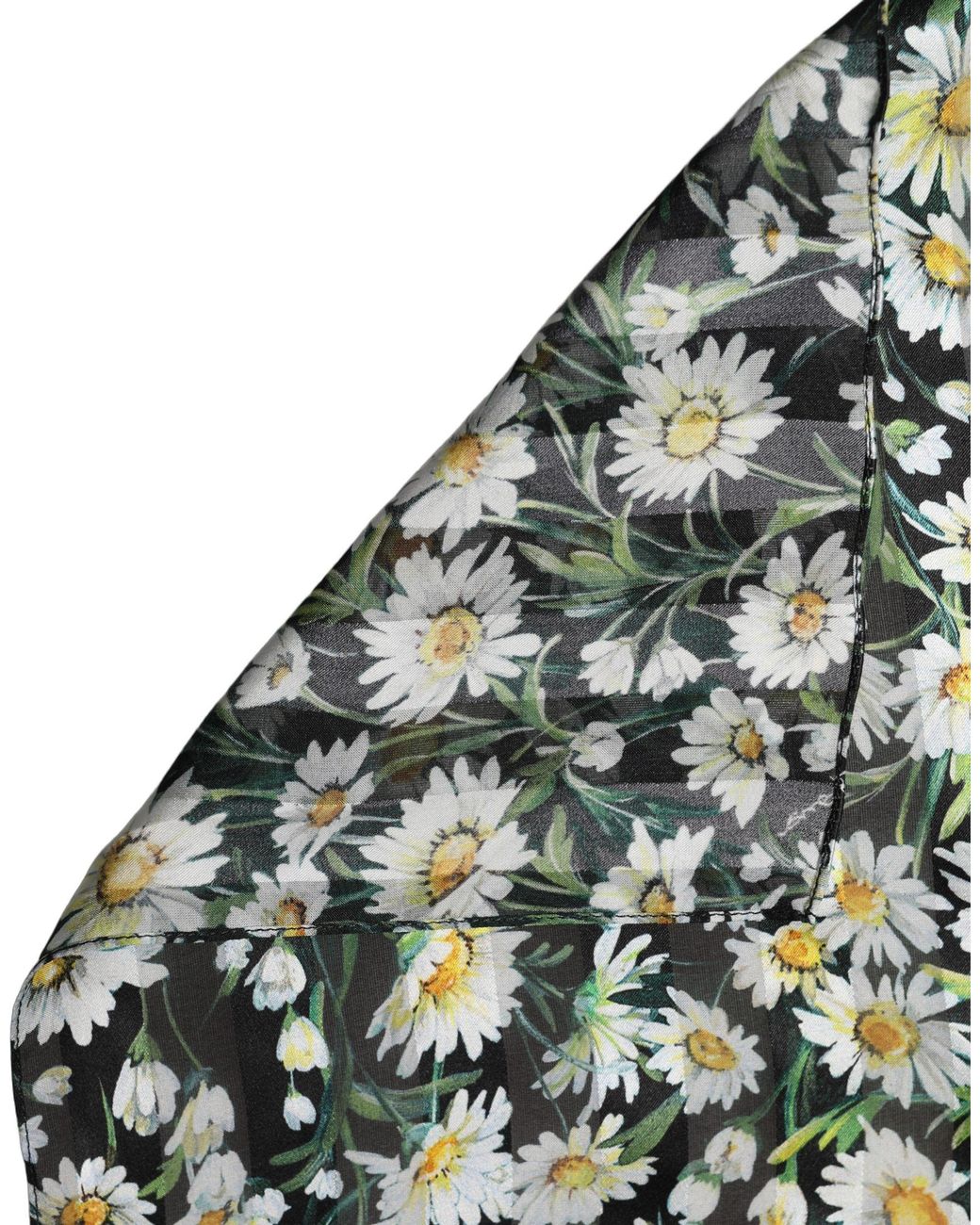 Dolce & Gabbana Green Black Silk Daisy Chiffon Long Stole Scarf