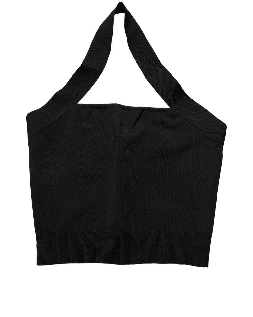 Dolce & Gabbana Black Square Neck Halter Cropped Tank Top