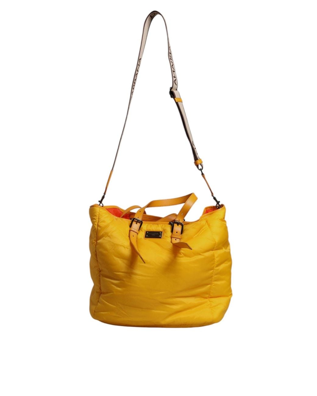 Dolce & Gabbana Yellow Orange Nylon Logo Plaque Hand Shoulder Duffle Bag for men