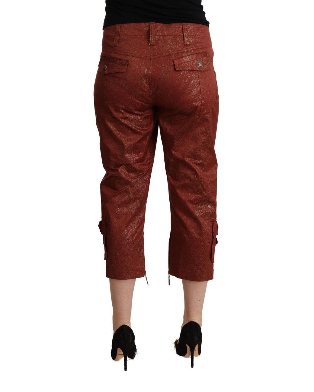 Just Cavalli Red Chic Cropped Cotton Pants