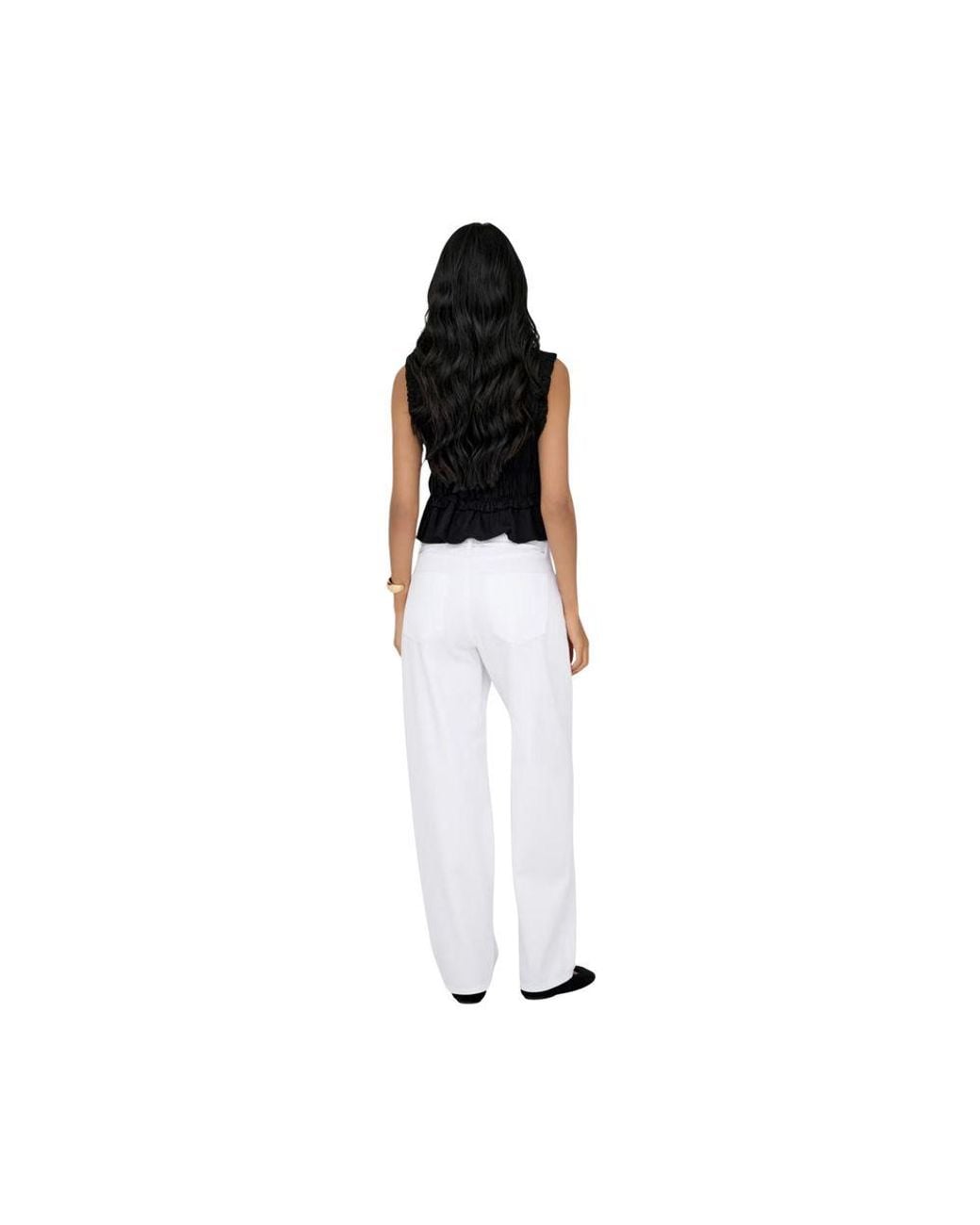 ONLY Black White Cotton Mom Jeans