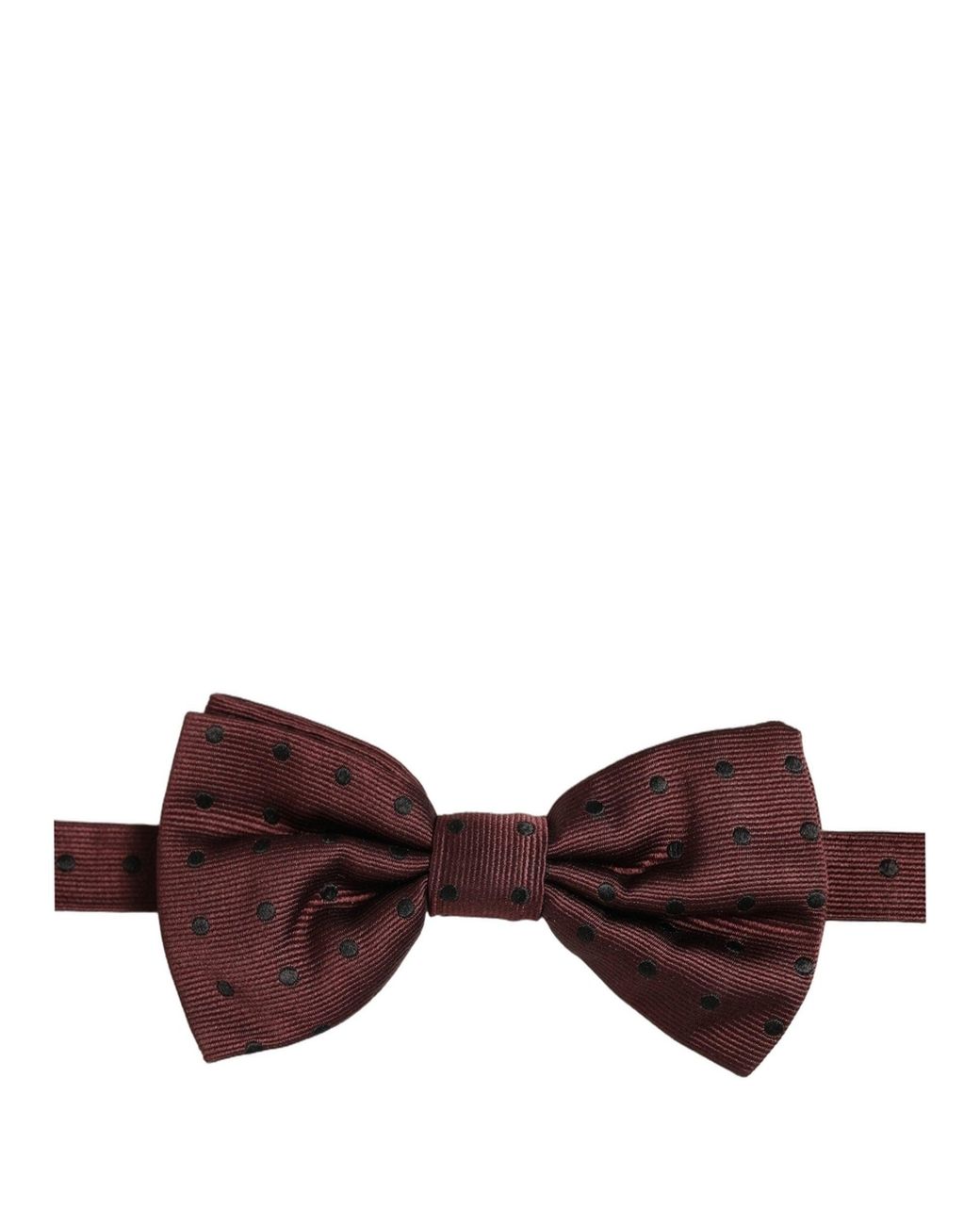 Dolce & Gabbana Brown Burgundy Polka Dot Silk Adjustable Neck Papillon Bow Tie for men