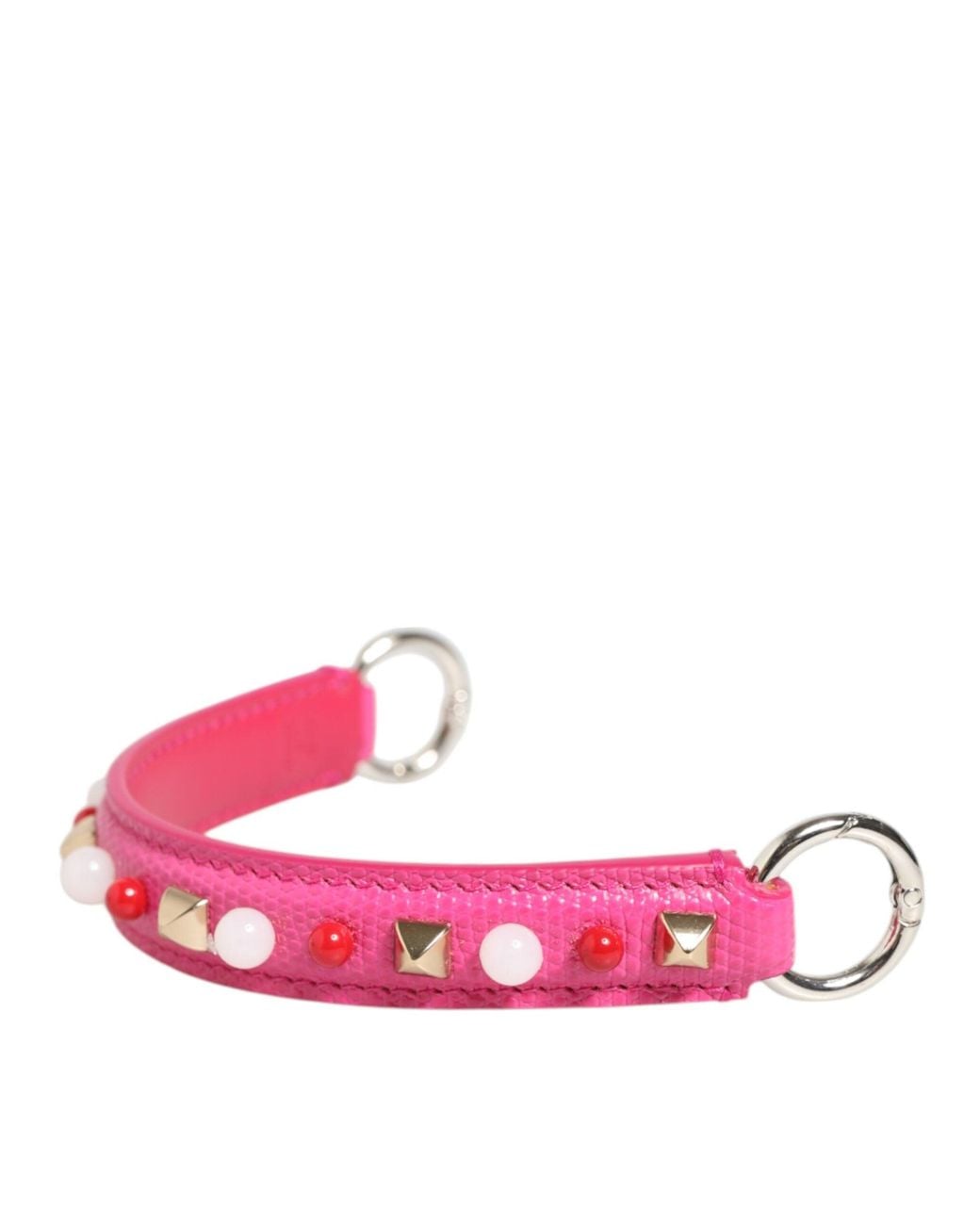 Dolce & Gabbana Pink Embellished Leather Bag Handle Shoulder Strap