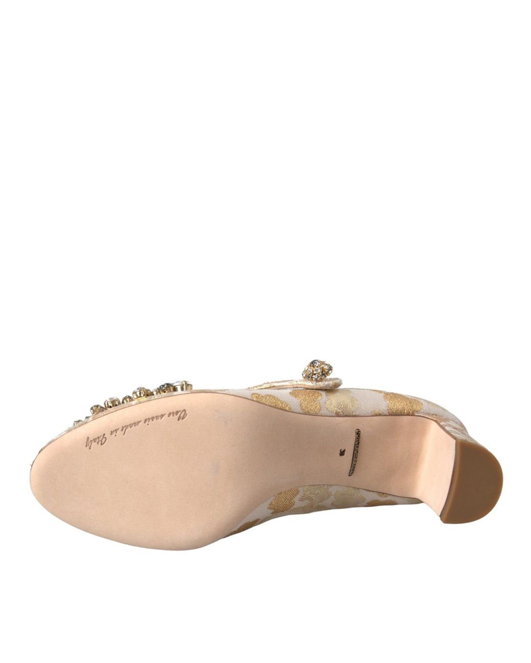 Dolce & Gabbana Metallic Jacquard Crystal Mary Janes Pumps Shoes