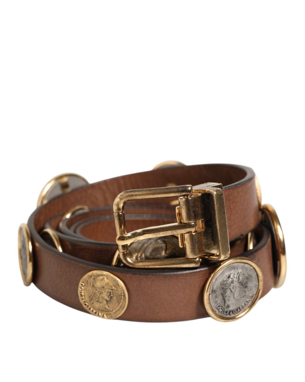 Dolce & Gabbana Brown Belt with Bronzed/Gold Accents Dolce & Gabbana Crown Logo Buckle Belt In Brown - 44% Off  main image 4
