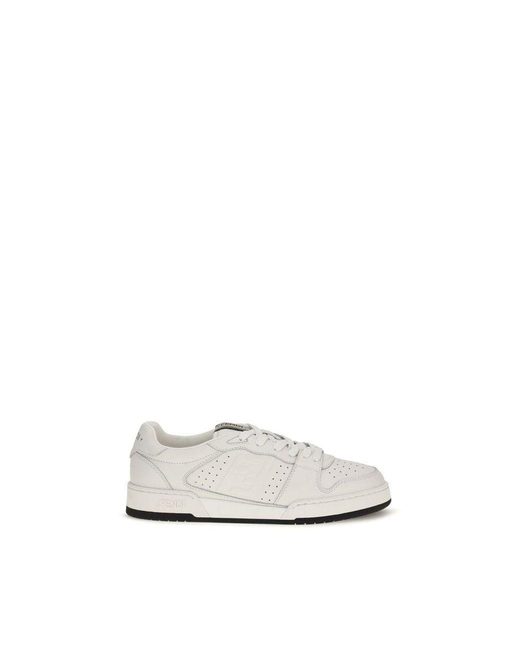 Fendi White Calf Leather Bos Taurus Athletic Sneakers for men