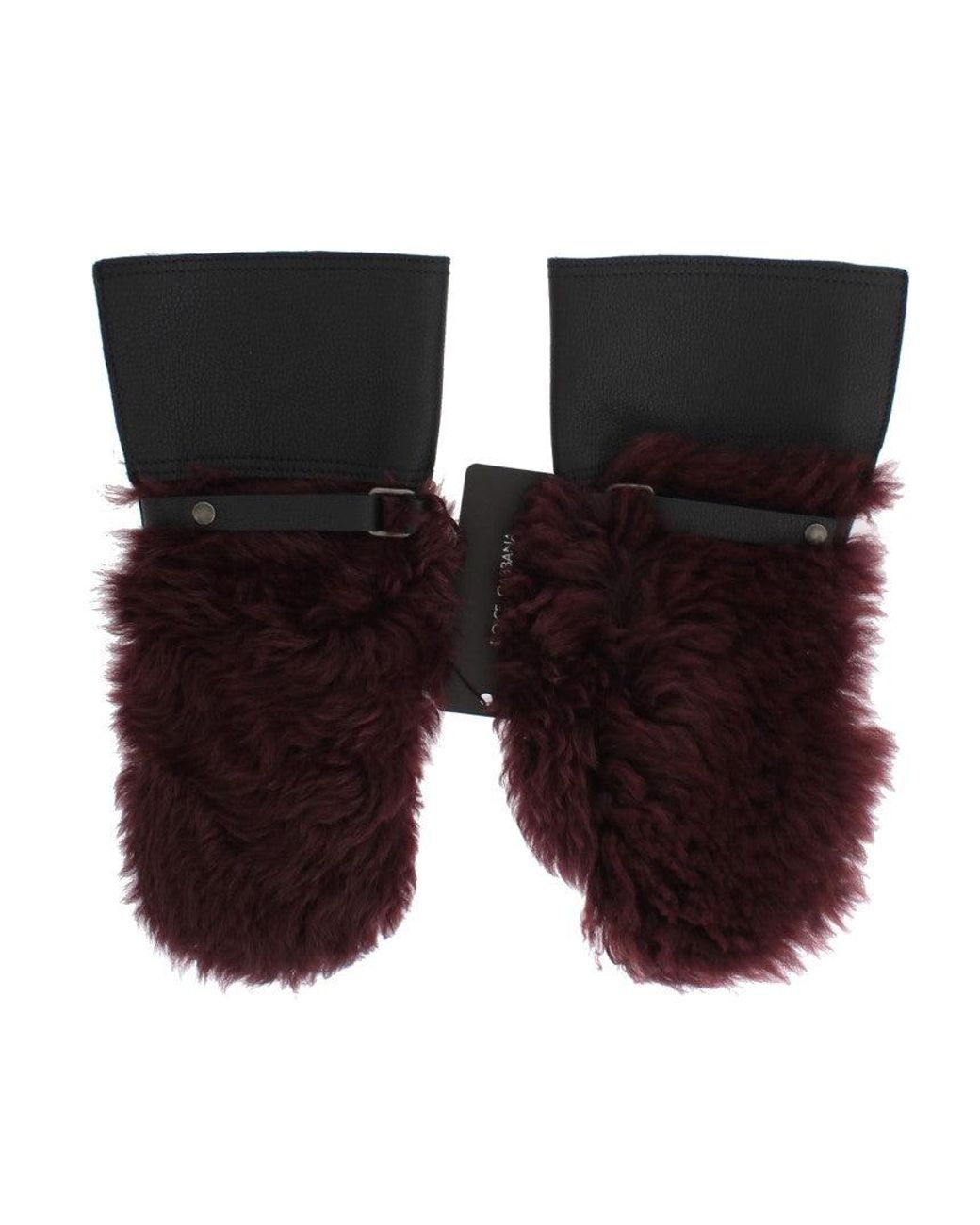 Dolce & Gabbana Black Leather Shearling Gloves for men