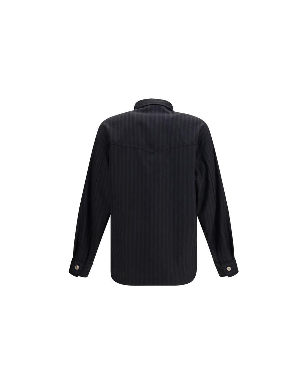 Versace Blue Black Wool Oves Aries Pattern Shirt for men