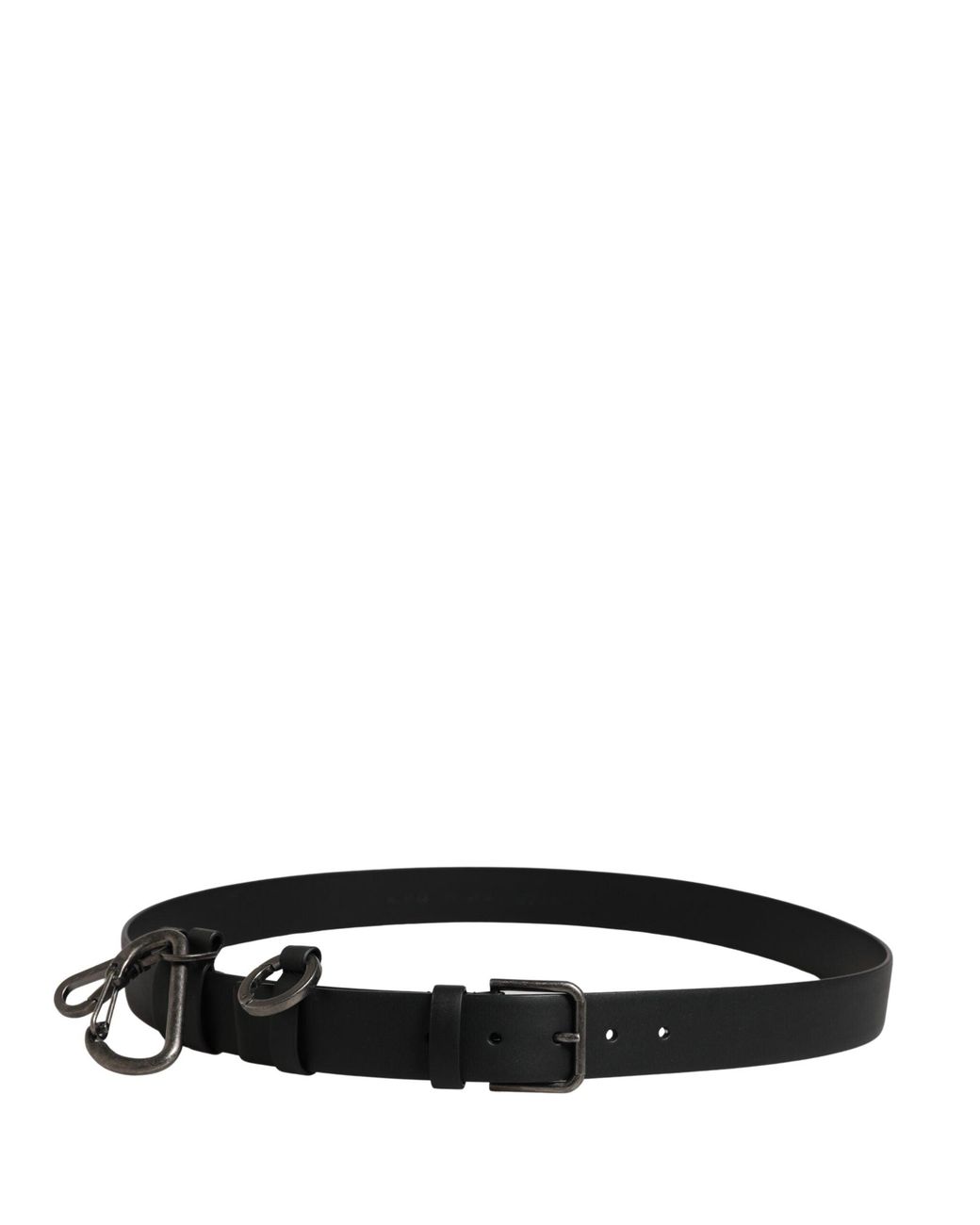 Dolce & Gabbana Black Calf Leather Silver Metal Buckle Belt for men