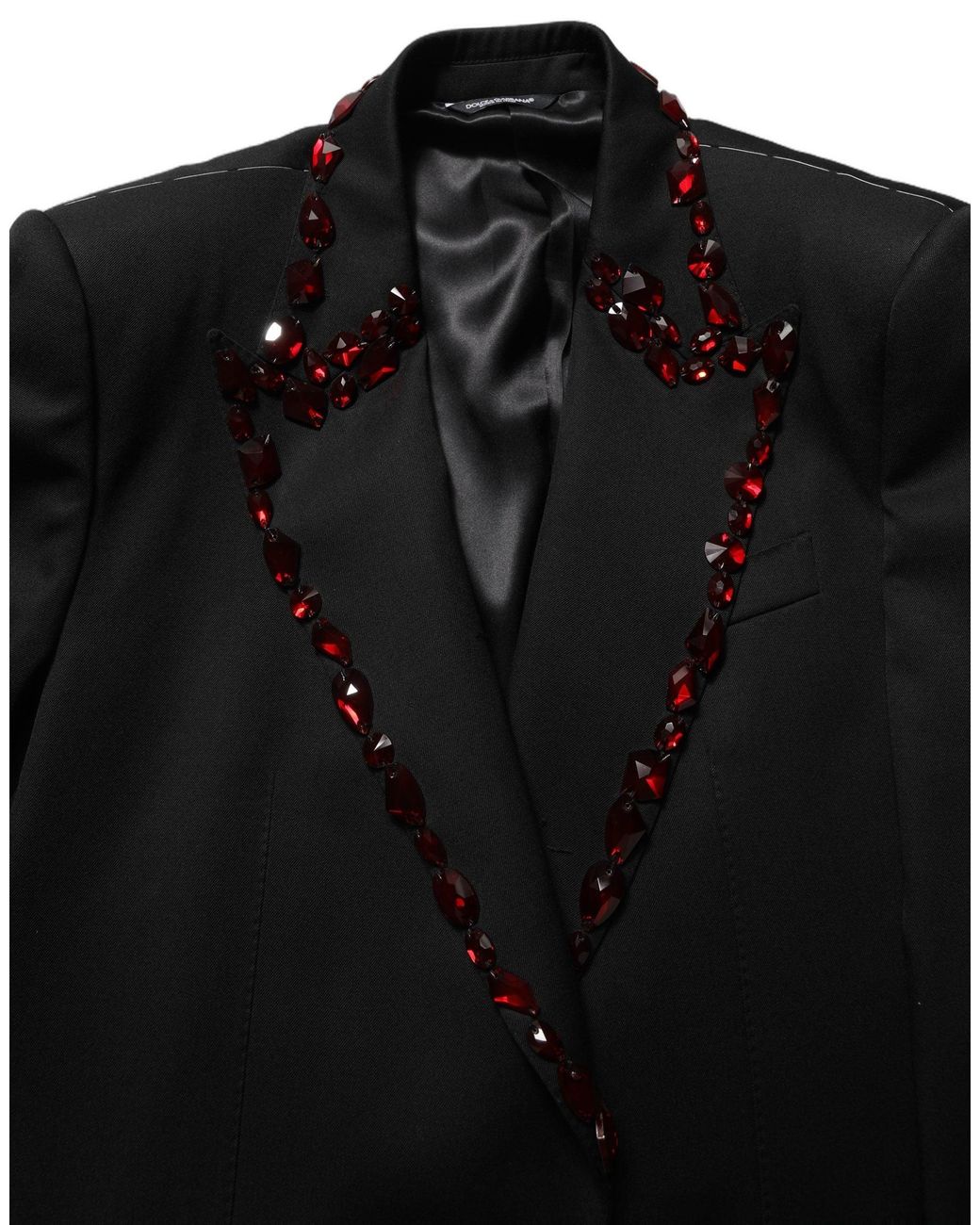 Dolce & Gabbana Black Crystal Embellished Coat Blazer Jacket for men