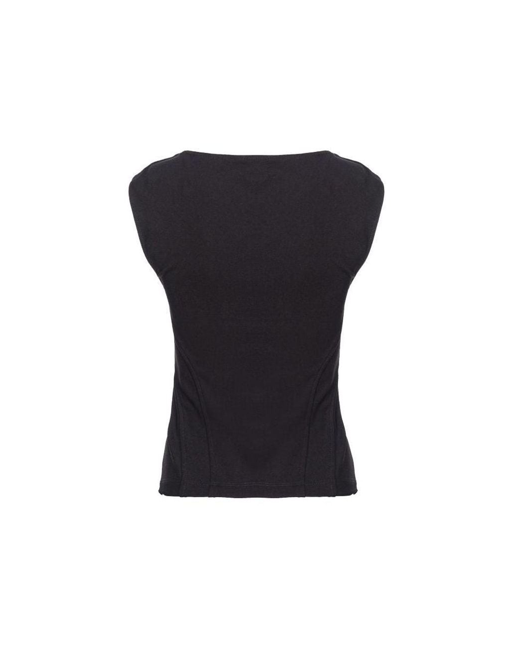Pinko Black Square Neck Sleeveless Top