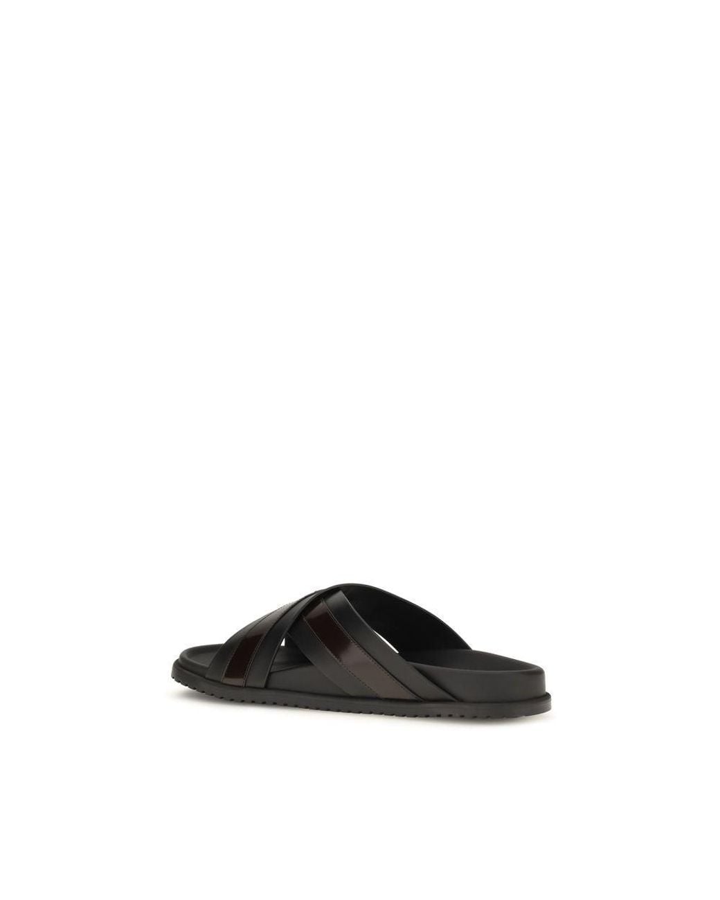 Dolce & Gabbana Black Calf Leather Bos Taurus Sandals for men