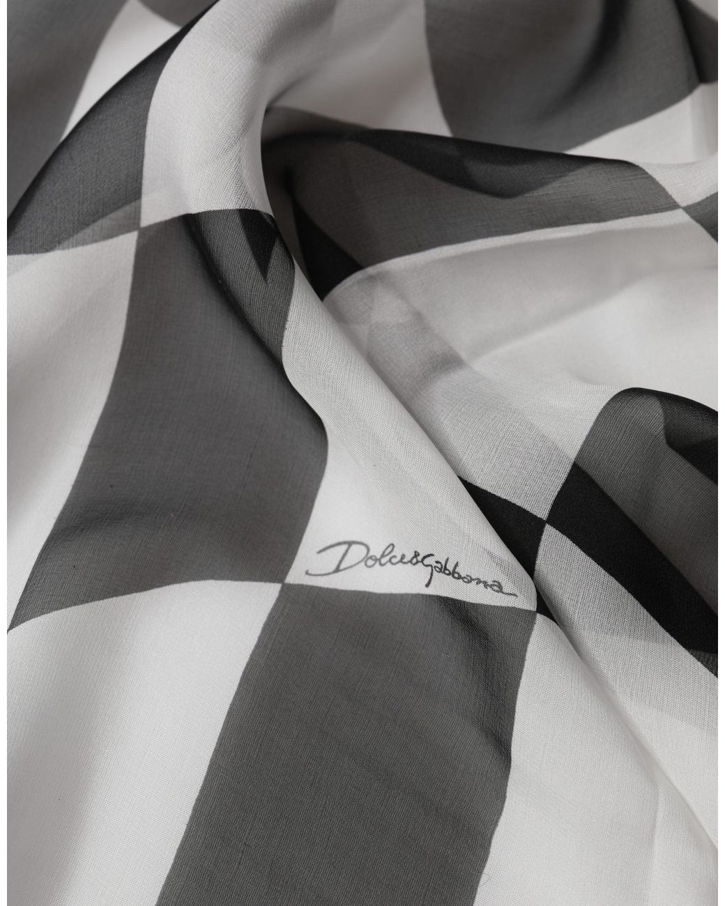 Dolce & Gabbana Black Checkered Silk Foulard Scarf