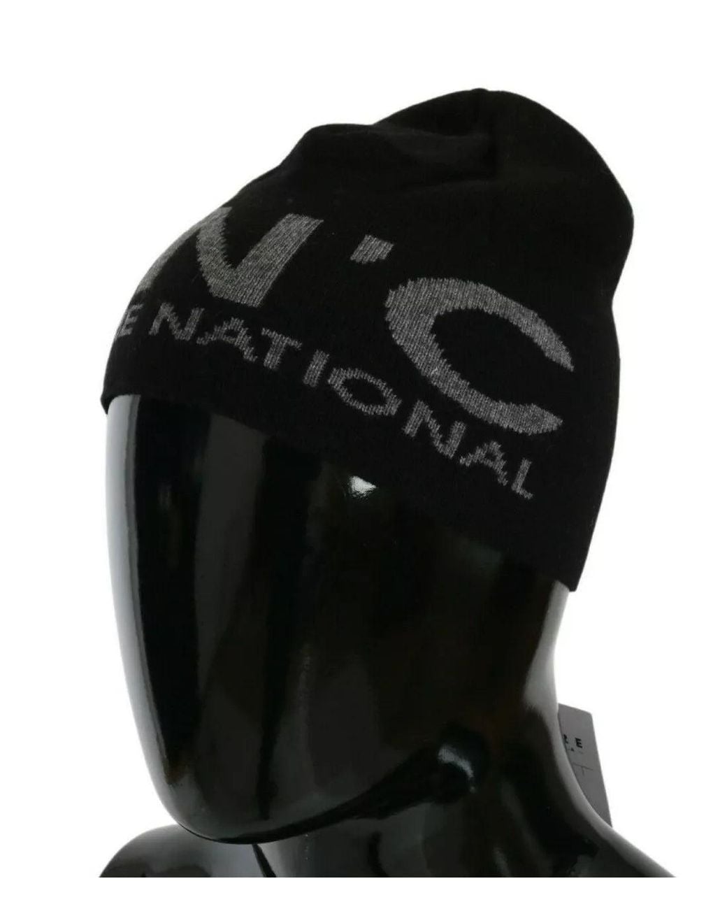 CoSTUME NATIONAL Black Wool Blend Branded Beanie Hat for men