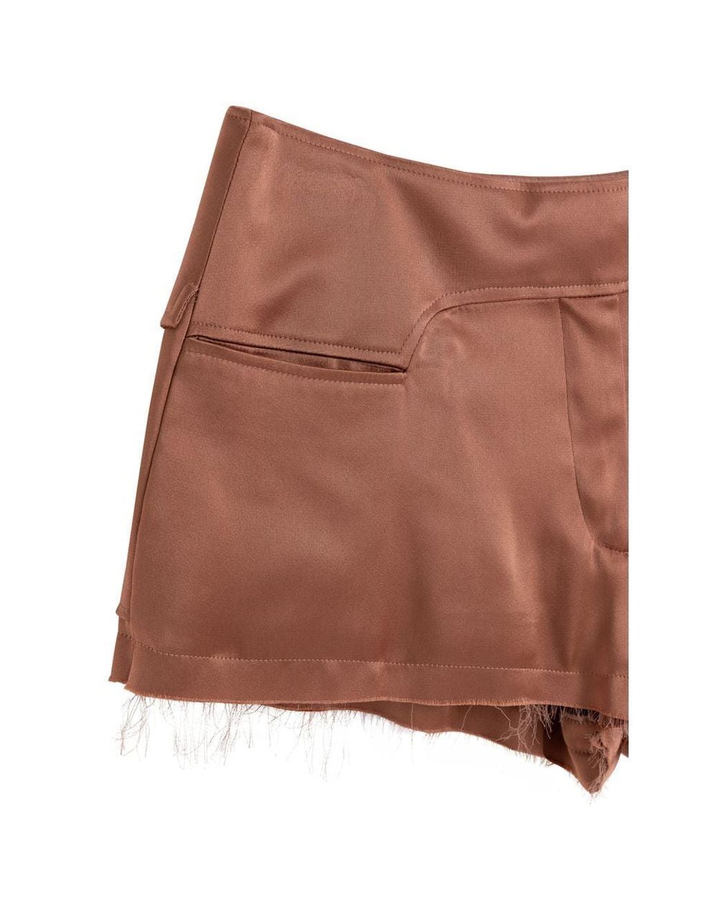 Tom Ford Brown Silk Frayed Hem Highwaisted Shorts