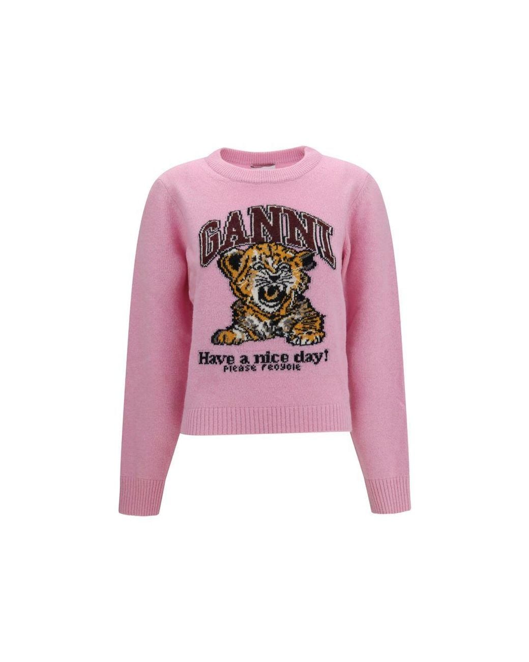 Ganni Pink Multicolor Wool Oves Aries Sweatshirt