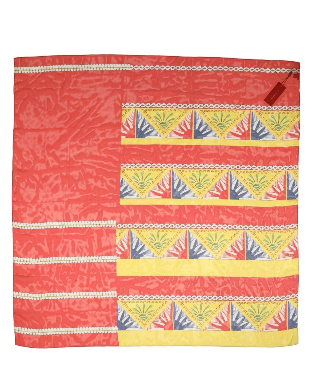 Dolce & Gabbana Red Multicolor Silk Printed Square Foulard Scarf