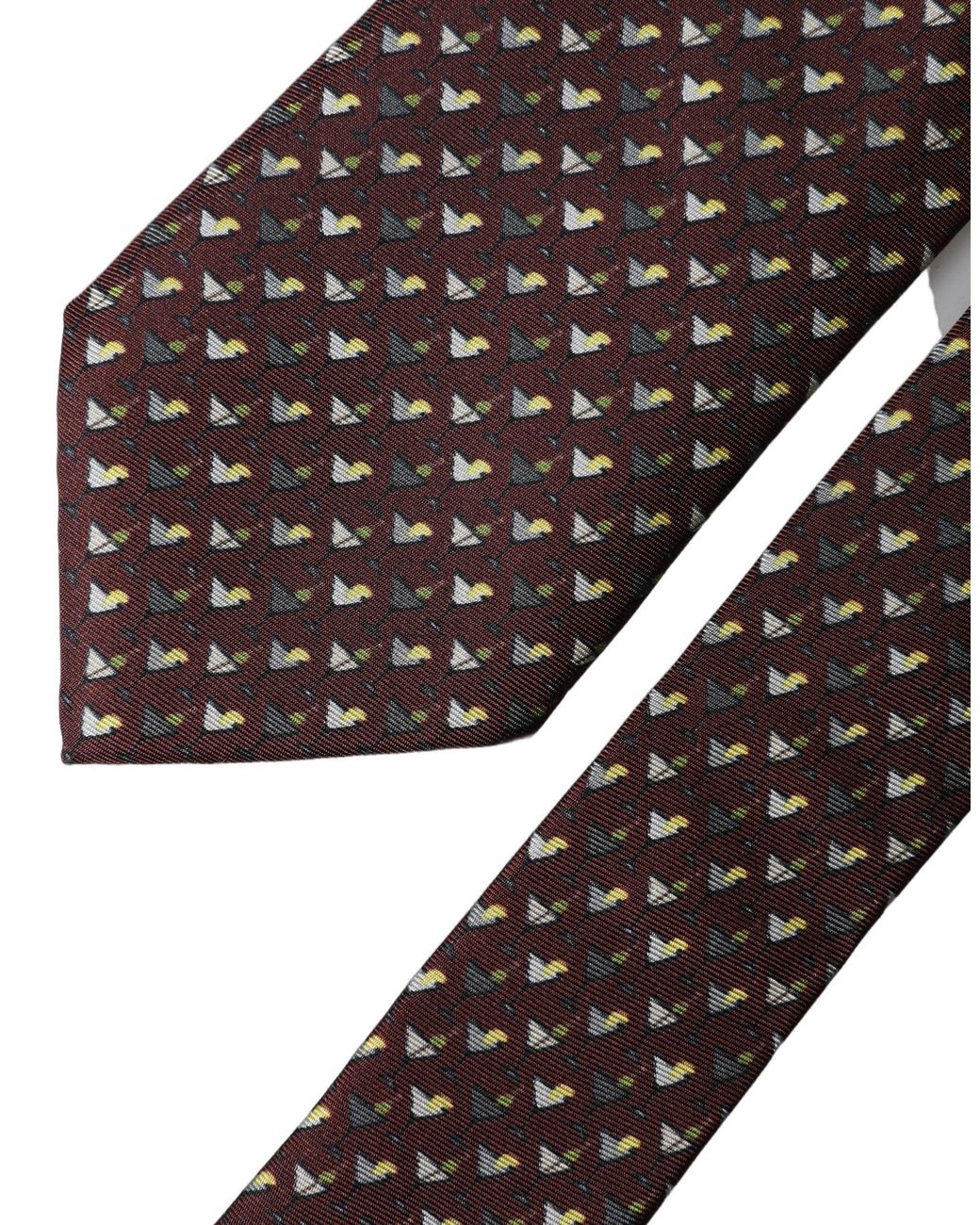 Dolce & Gabbana Brown Geometric Silk Adjustable 'Sd Neckmen's Tie for men