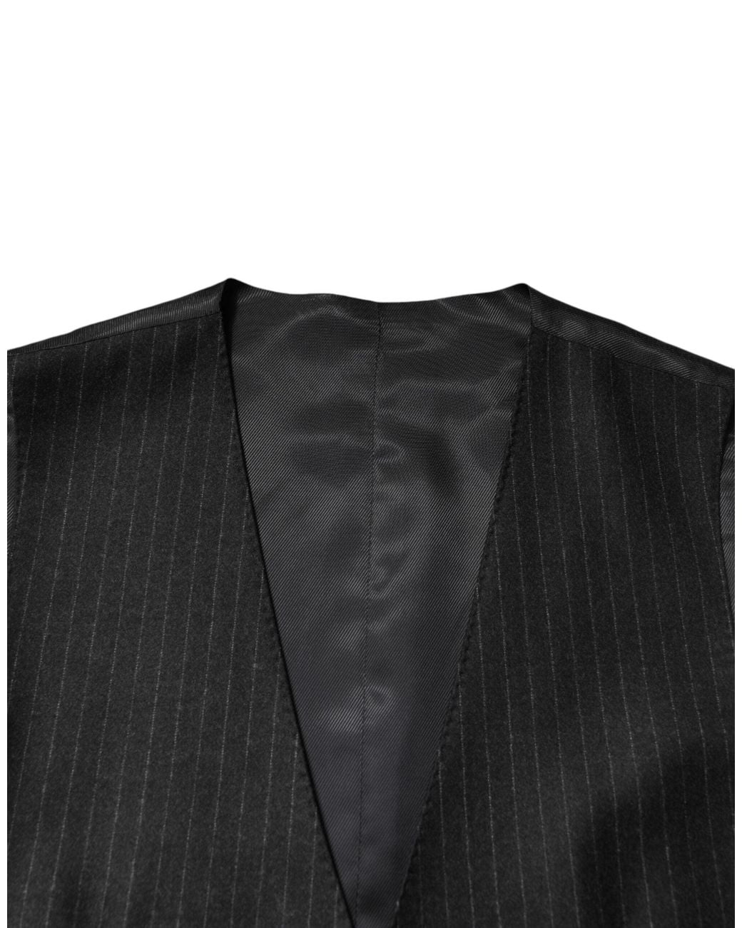 Dolce & Gabbana Black Stripes Wool Dress Waistcoat Vest Virgin for men