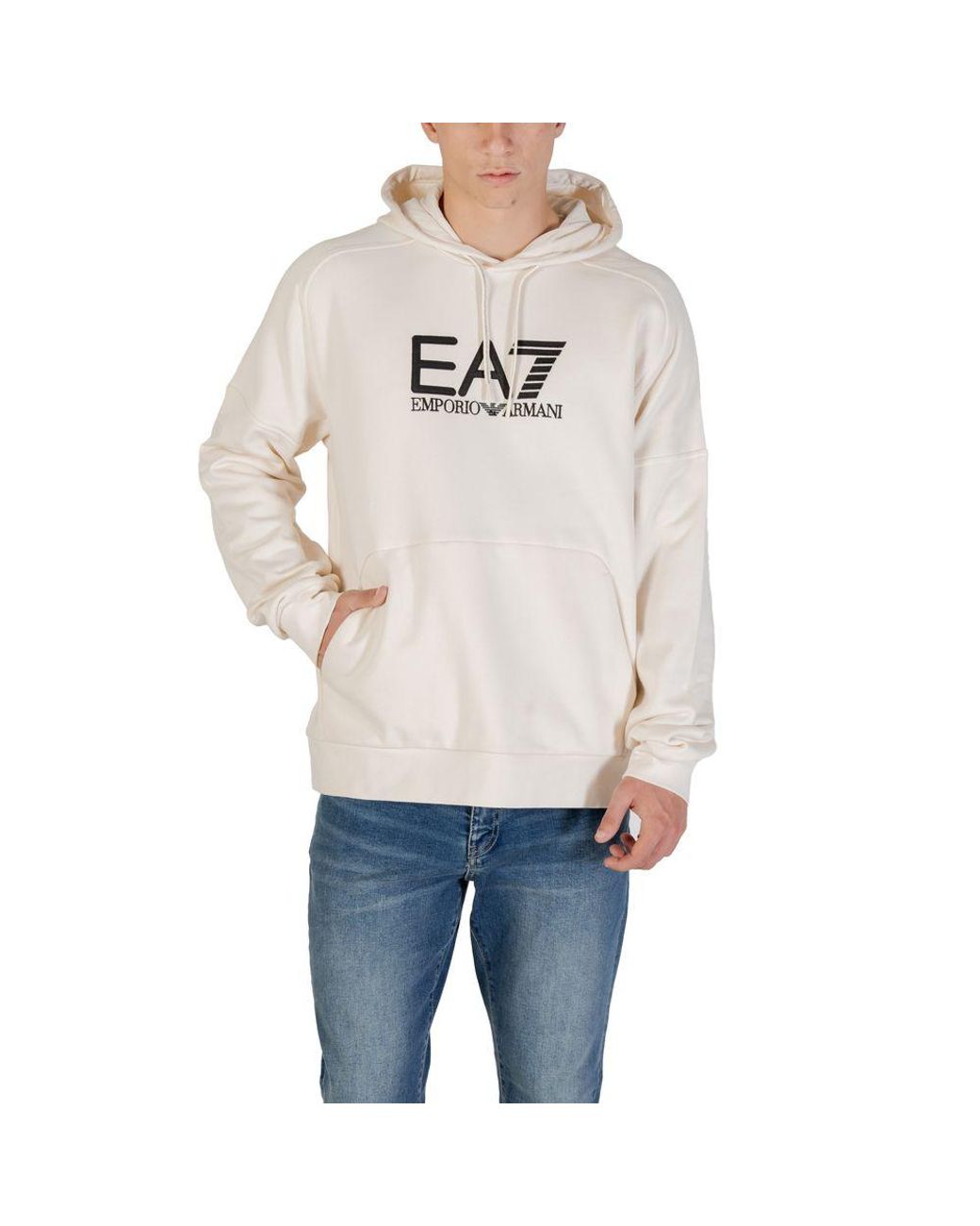 EA7 Black And White Cotton Hoodie for men