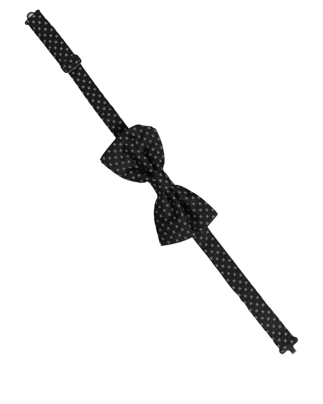 Dolce & Gabbana Black Patterned Adjustable Neck Papillon Bow Tie Silk for men