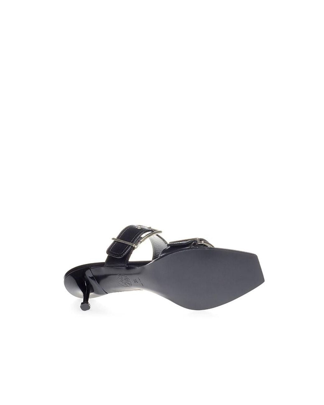 McQueen Black Leather Stiletto Heel Sandals