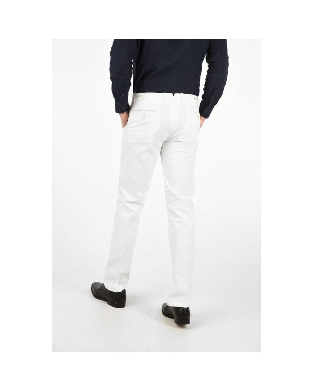 Corneliani Black White Cotton Chino Pants for men