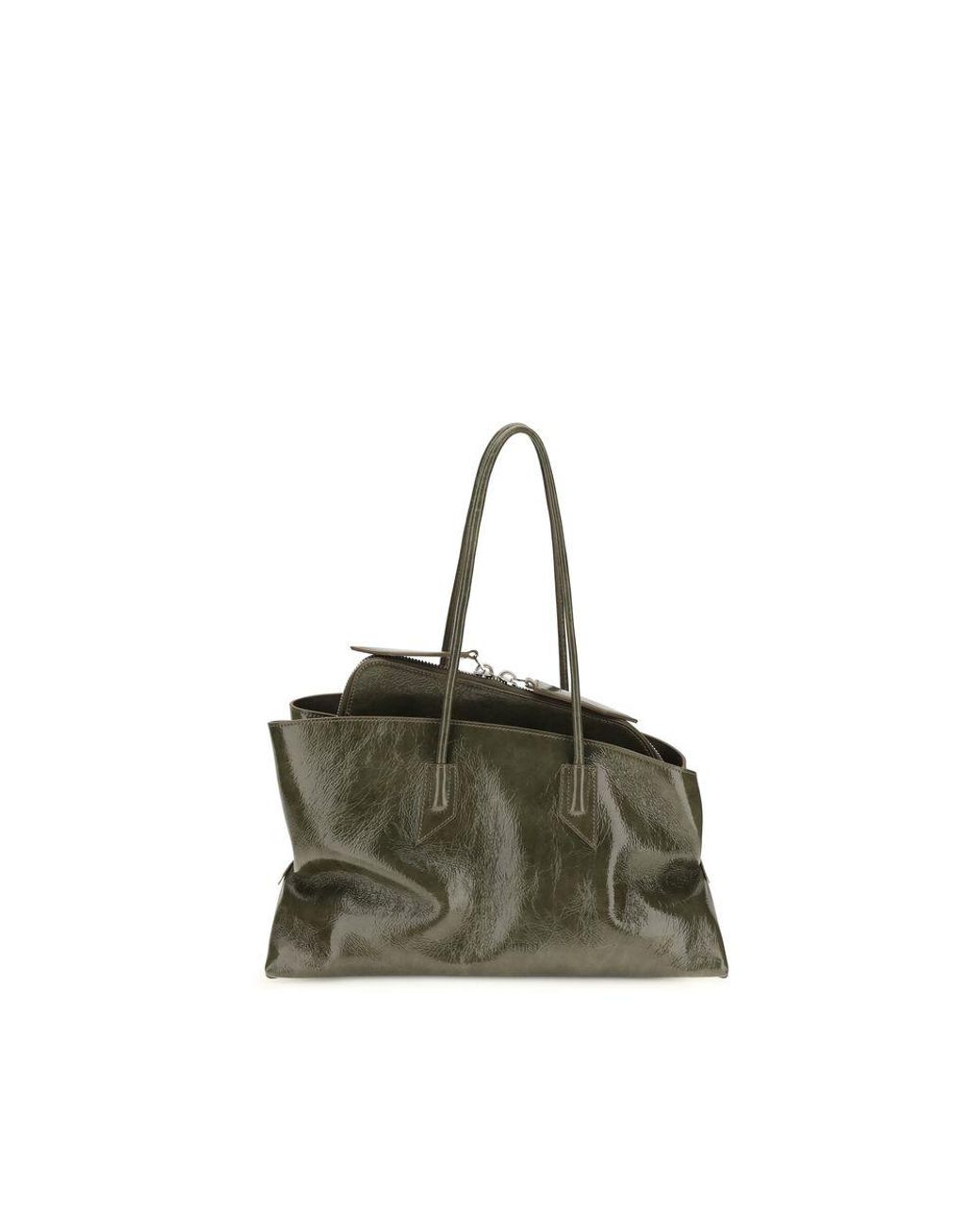 The Attico Green Bicolor Calf Leather Bos Taurus Shoulder Bag