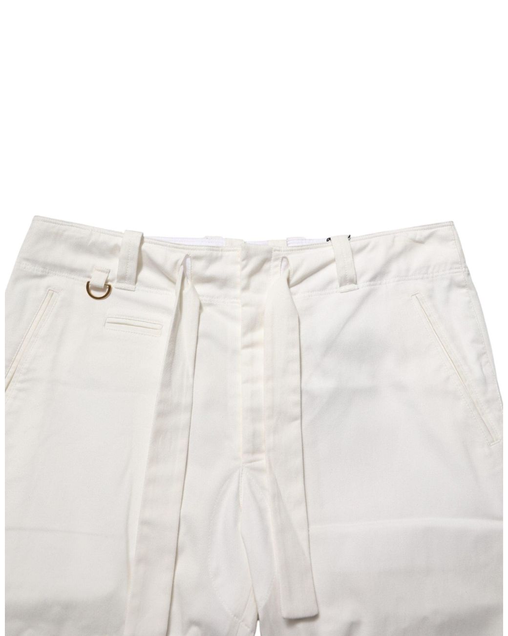 Dolce & Gabbana Gray White Cotton Stretch Cropped Trouser Pants for men