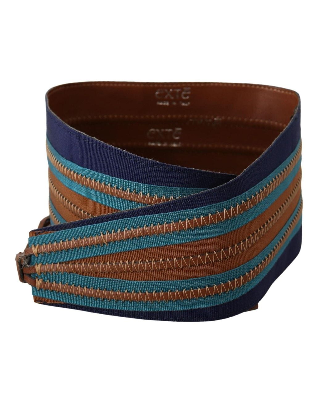 Exte Blue Exte Leather Wide Waistband Tie Fastening Belt