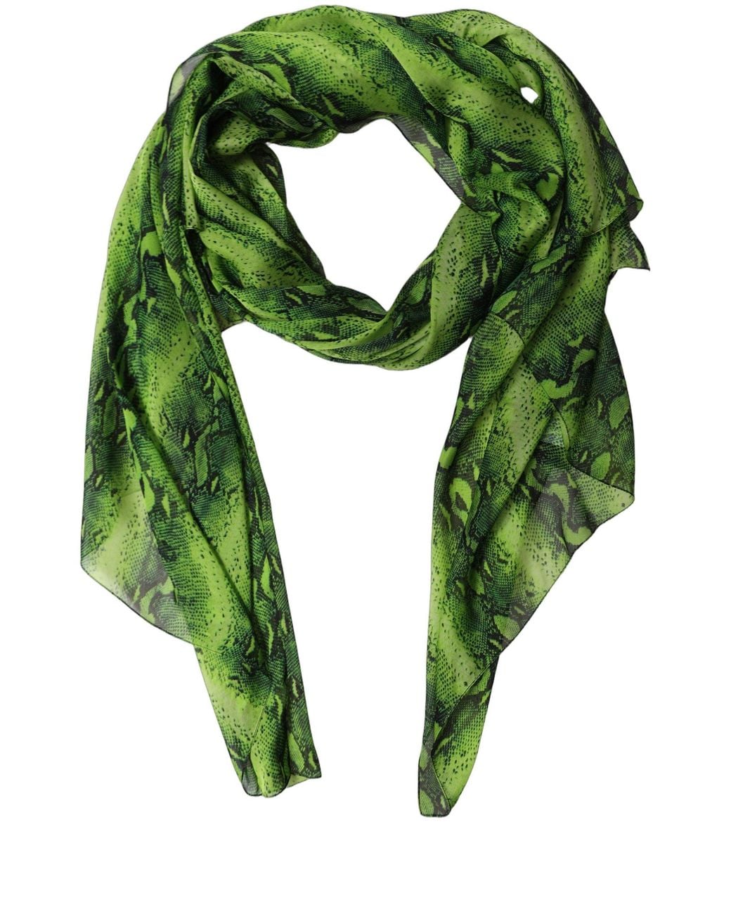 Dolce & Gabbana Green Black Printed Silk Sheer Stole Scarf