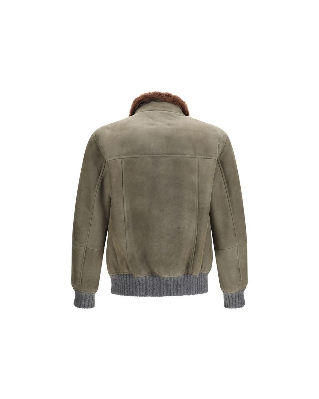Brunello Cucinelli Green Bicolor Cashmere Bomber for men
