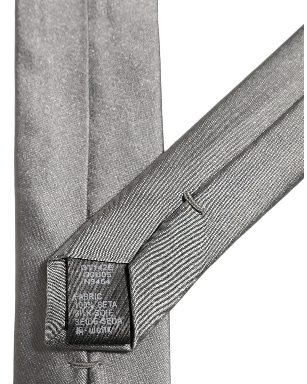 Dolce & Gabbana Gray Satin Silk Adjustable Tied Necktie Tie for men