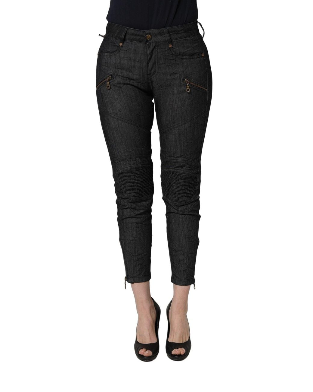 Plein Sud Black Cotton Mid Waist Skinny Denim Jeans