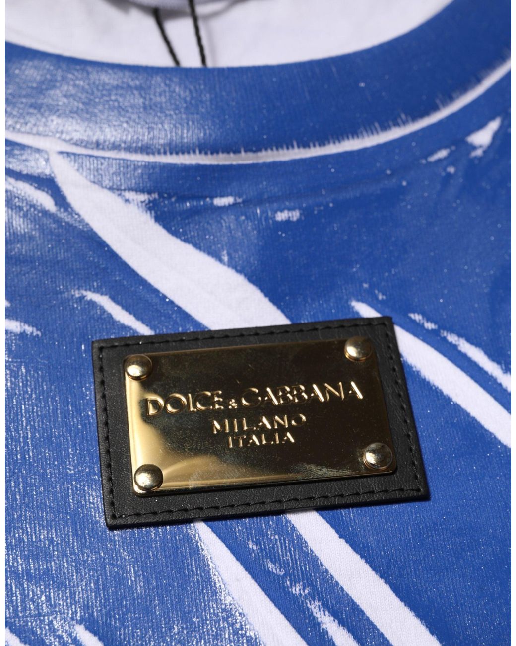 Dolce & Gabbana Blue Cotton Logo Plaque Tank Top