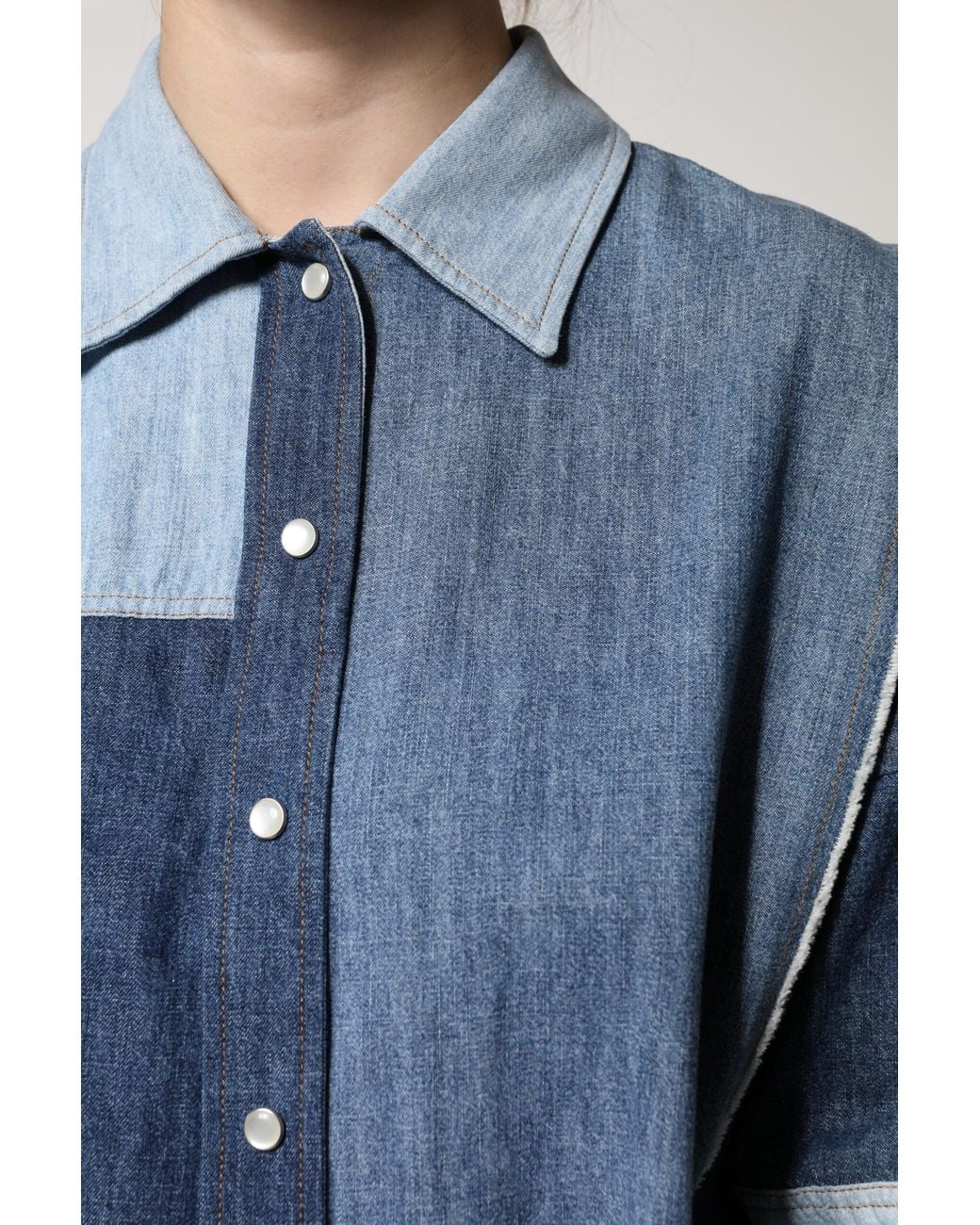 Dolce & Gabbana Blue Patchwork Denim Shirt Long Sleeves
