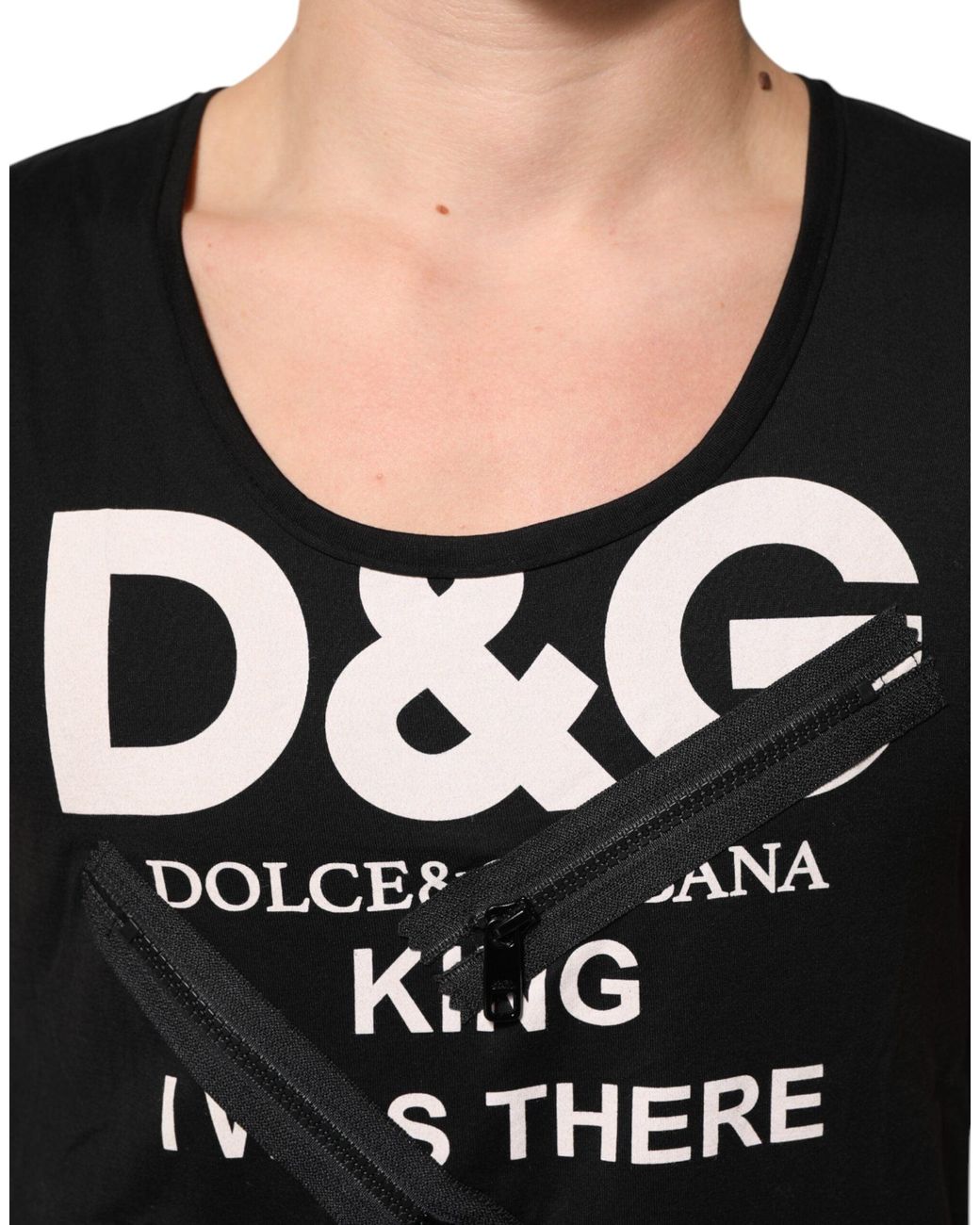 Dolce & Gabbana Black Graphic Tank Top With Zipper for men