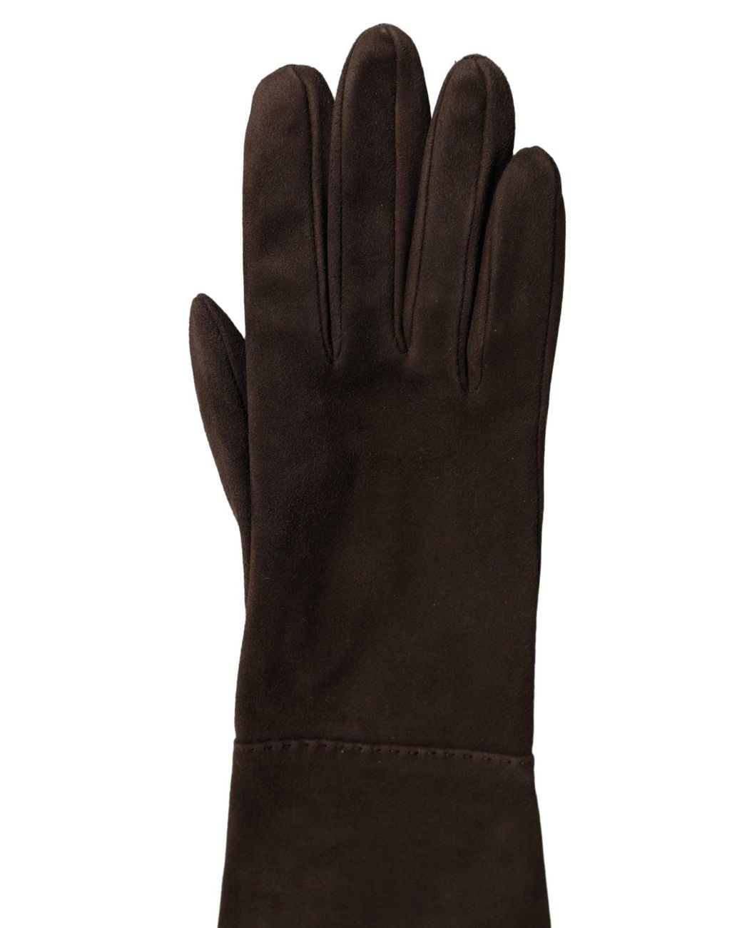 Dolce & Gabbana Brown Genuine Leather Suede Elbow Length Gloves