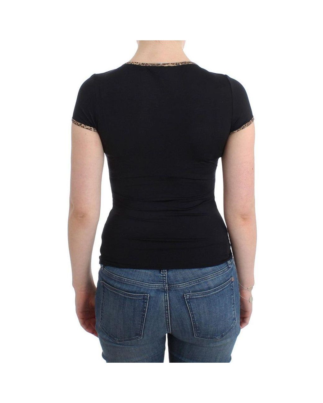 Roberto Cavalli Black Elastane Top
