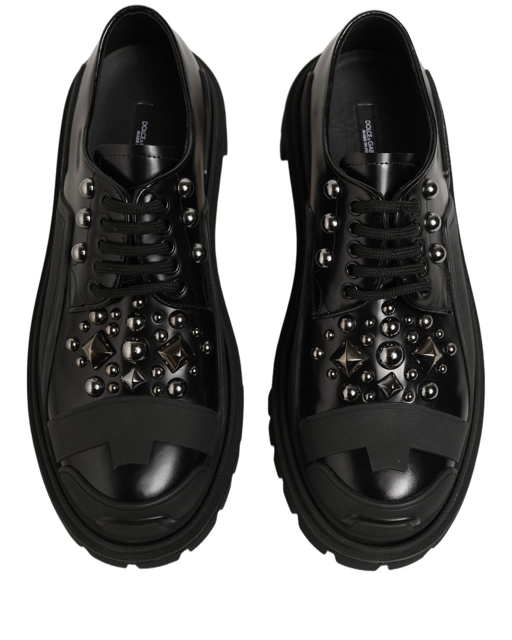 Dolce & Gabbana Black Calfskin Leather Trekking Derby Shoes for men