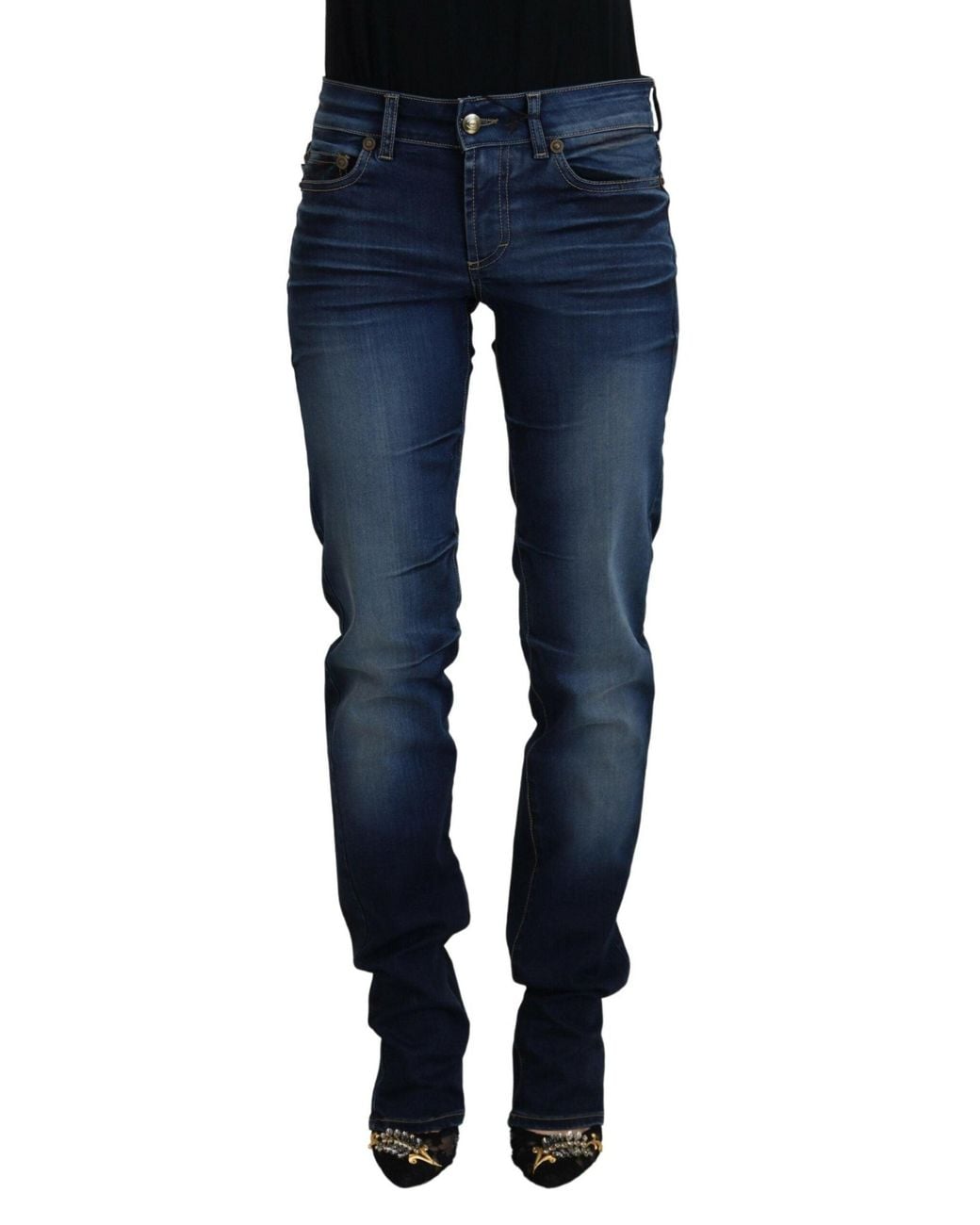 Just Cavalli Blue Chic Low Waist Denim Pants