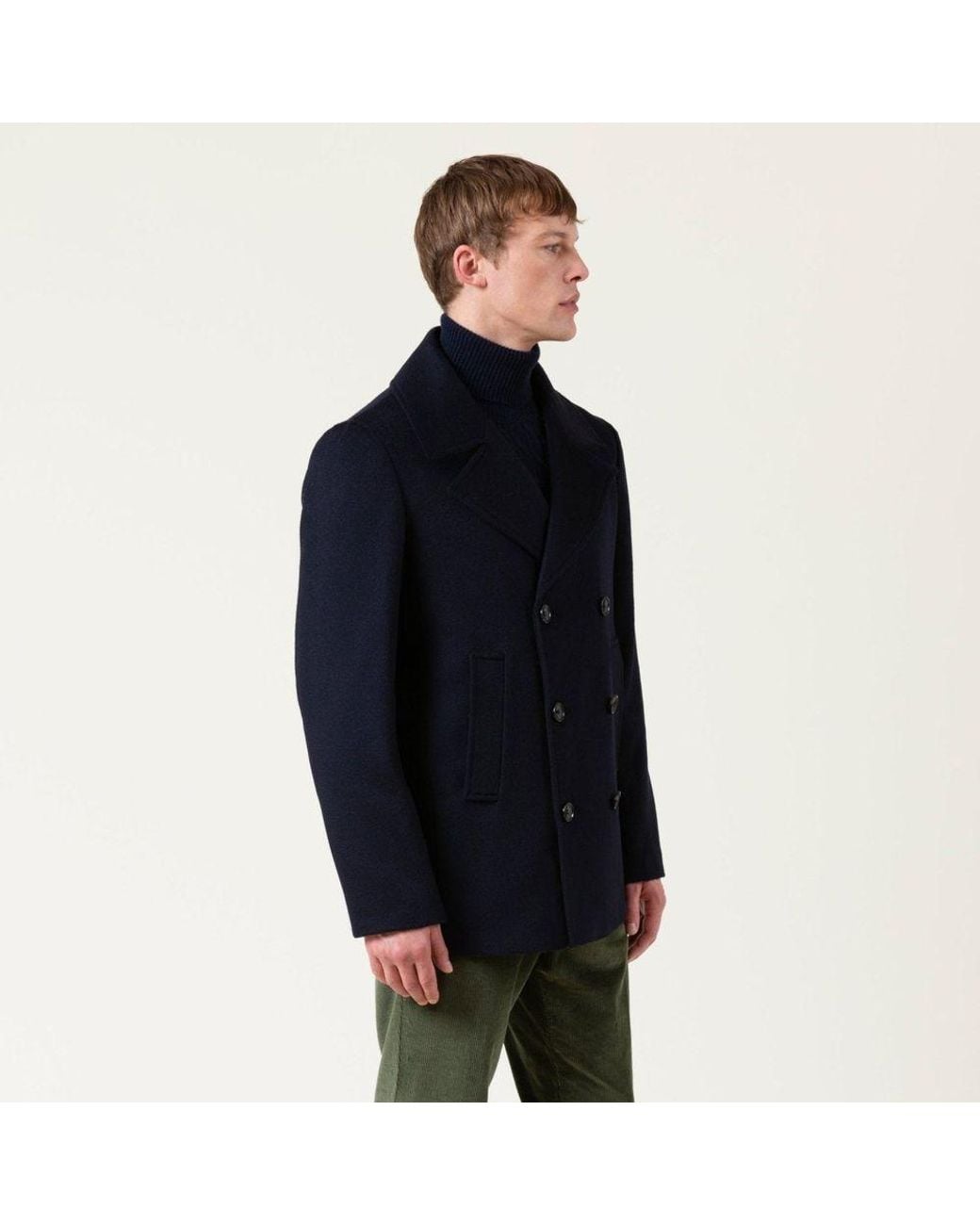 AUTORE Blue Wool Coat for men