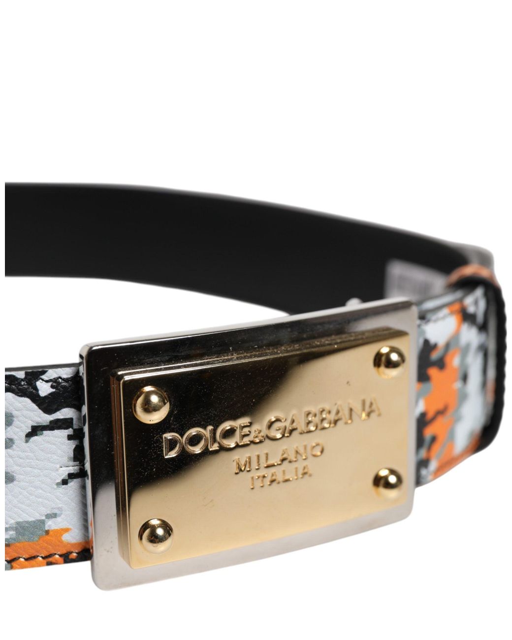 Dolce & Gabbana Black Camo Leather Belt for men