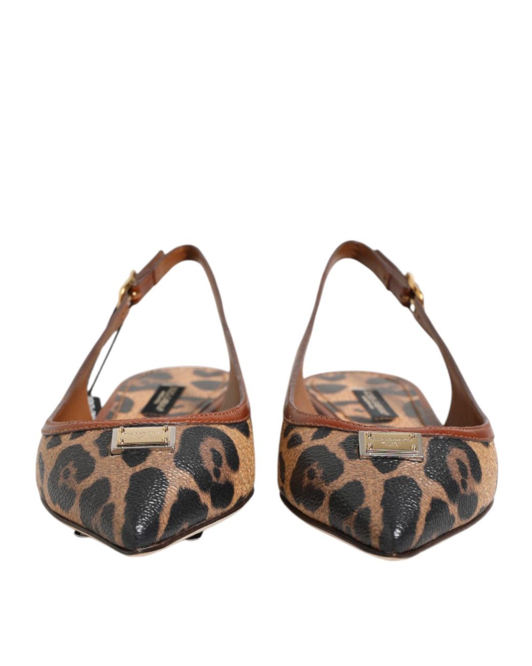 Dolce & Gabbana Brown Leopard Slingback Flats Sandals Shoes Co+Pl+Pu+10Lf