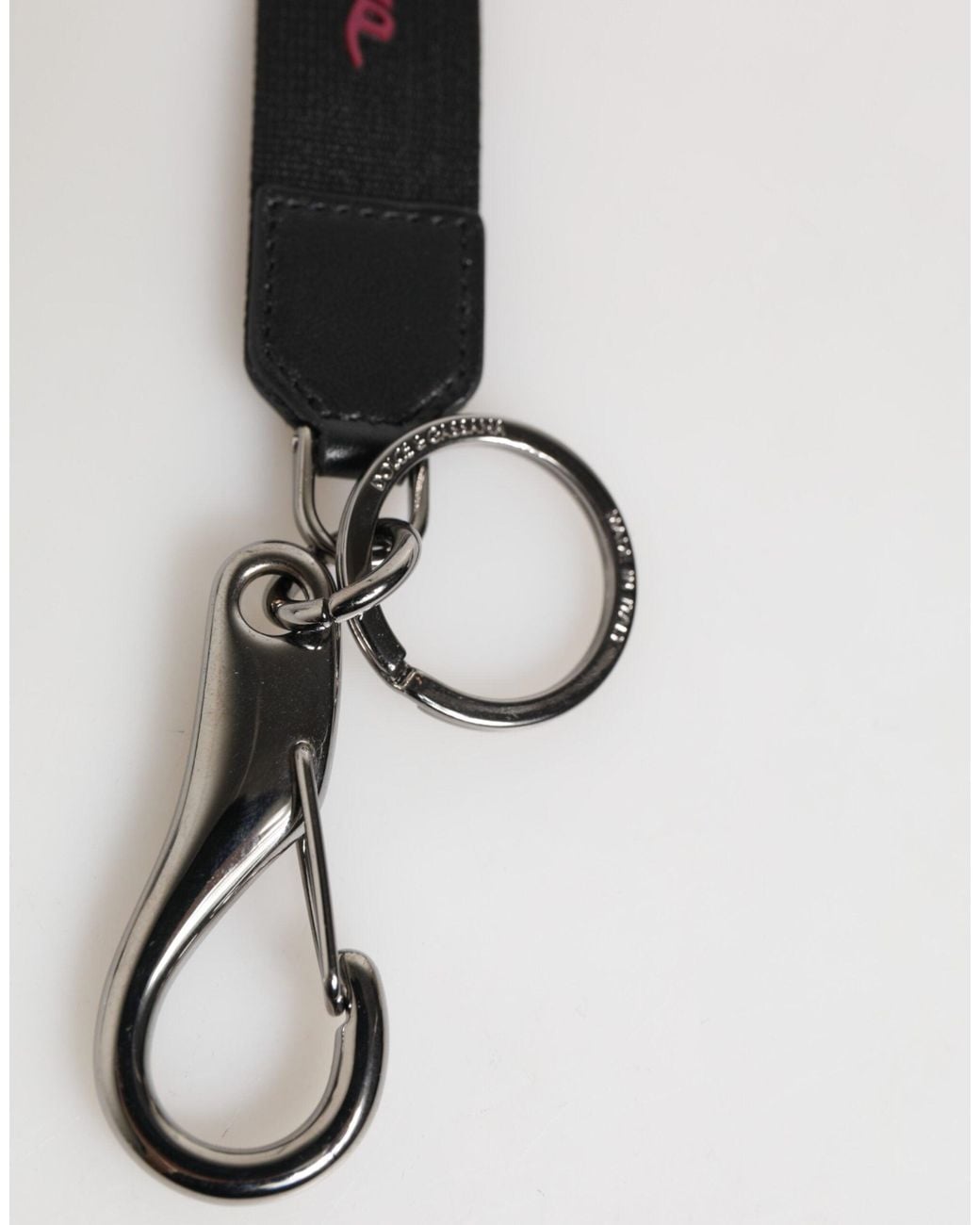Dolce & Gabbana White Burgundy Polyester Dg Logo Keychain Keyring for men