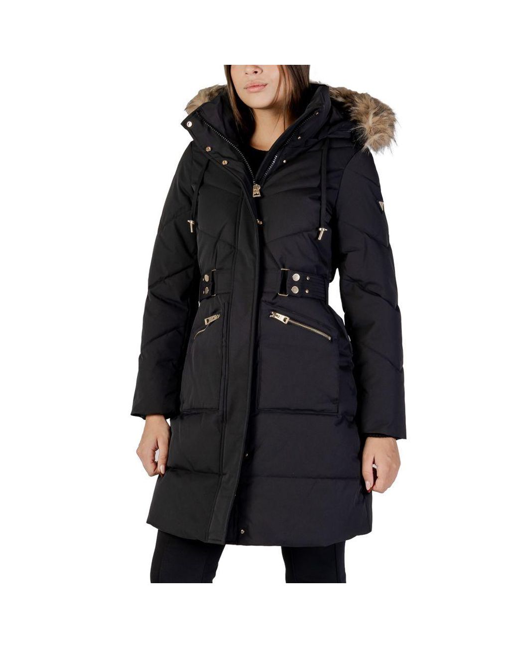 Guess Black Polyester Coat