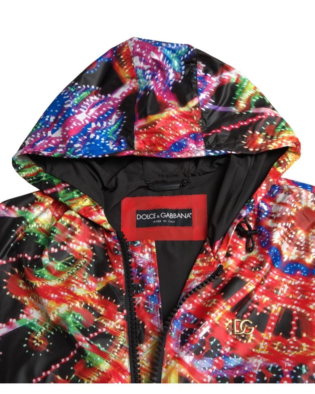Dolce & Gabbana Blue Multicolor Hooded Sweatshirt Sweater for men